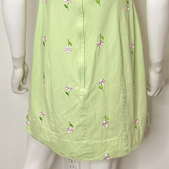 Lilly Pulitzer 90s Floral Embroidered Mini Summer Dress in Green Vintage Sz 10P - Picture 12 of 15